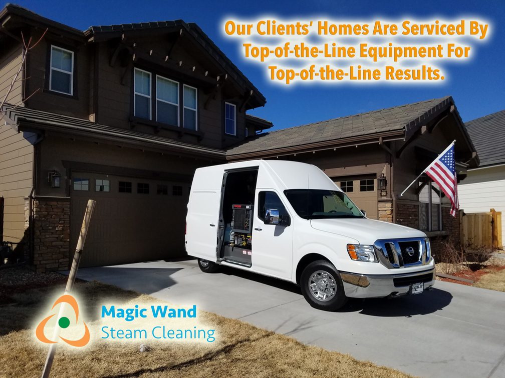 Magic Wand truck-mounted steam cleaning van in a Denver driveway